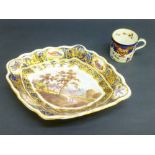 REGENCY DERBY BONE CHINA DESSERT DISH, PAINTED WITH 'A VIEW IN CUMBERLAND' AND A BLOOR DERBY..