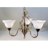 FOUR CEILING LAMPS AND A TIFFANY STYLE TABLE LAMP (H: 38 cm)