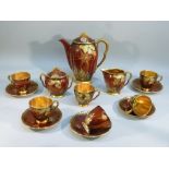 CARLTON WARE ROUGE ROYALE SPIDER WEB COFFEE SET [14]