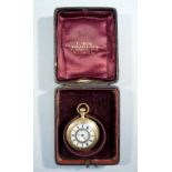LADY'S SWISS 18ct GOLD ENGRAVED HALF HUNTING WATCH (35.6g)