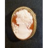 9ct GOLD OVAL CAMEO BROOCH