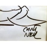 MILT NEIL SKETCH OF WALT DISNEY'S DONALD DUCK, SIGNED, INSCRIBED "PARIS-75", FELT TIP SKETCH ON