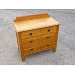 SATIN WALNUT CHEST WITH THREE LONG DRAWERS, ON BRACKET FEET (89.5 cm x 92 cm x 46.5 cm)