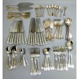 SUITE OF ONIEDA SILVER PLATED KING'S PATTERN CUTLERY FOR SIX PLACE SETTINGS AND OTHER ITEMS OF