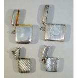 VICTORIAN SILVER VESTA CASE, BIRMINGHAM 1897 AND THREE OTHER EARLY C20th SILVER VESTA CASES (