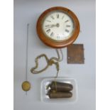 VICTORIAN POSTMAN'S ALARM CLOCK WITH A WHITE PAINTED CIRCULAR DIAL ENCLOSING A TWO TRAIN WEIGHT