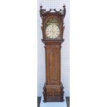 A VICTORIAN SCOTTISH LONGCASE CLOCK WITH A PAINTED ARCHED DIAL INSCRIBED "D. DAWSON, GLASGOW",