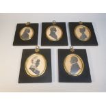 FIVE C19th SILHOUETTES OF PORTRAITS OF THE WOOD FAMILY, COMPRISING ANN, 1831, JOHN, 1832, EDWARD,