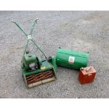 A RANSOMES MARQUIS CYLINDER MOTOR MOWER WITH 45cm CUT (18''), WITH GRASS BOX AND PETROL CAN