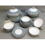 WEDGWOOD BONE CHINA 'FLORENTINE' PART DINNER SET COMPRISING 7 x SOUP CUPS, 8 x SOUP SAUCERS, 7 x