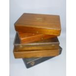 THREE MAHOGANY BOXES CONTAINING CUTLERY, TWO OTHER BOXES TOGETHER WITH SOME SILVER PLATED CUTLERY