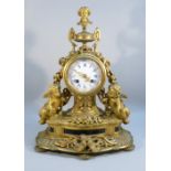 A 19th CENTURY FRENCH MANTEL CLOCK WITH A CONVEX ENAMEL DIAL INSCRIBED ''MARTIN A PARIS''