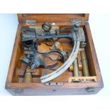 VICTORIAN SEXTANT BY J COOMBES, OPTICIAN & ADMIRALTY AGENT, DEVONPORT WITH ACCESSORIES, IN A