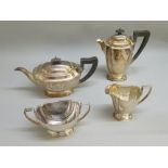 ART DECO SILVER PLATED FOUR PIECE TEASET BY ATKIN BROTHERS, SHEFFIELD AND OTHER SILVER PLATED ITEMS