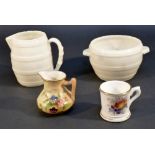 EDWARDIAN ROYAL WORCESTER MINIATURE BLUSH IVORY JUG PAINTED WITH FLOWERS, PATTERN No. G1057 DATE