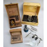 A SEITZ COMBINAISON BERGEON WOODEN CASE CONTAINING A PART SET OF JEWELLERS TOOLS AND TWO FURTHER