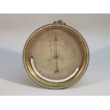 A VICTORIAN BRASS-CASED ANEROID BAROMETER, FAHRENHEIT'S THERMOMENTER NUMBERED 21097, SOLD BY CHARLES