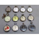 TWELVE POCKET WATCHES, VARIOUS [12]