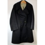 A SIZE 6 RAF GREAT COAT, 1940's ISSUE JOHN HAMMOND & CO (1932) LTD TOGETHER WITH TWO CANVAS BAGS,