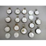 18 POCKET WATCHES, VARIOUS, EIGHT WITH SILVER CASES [18]