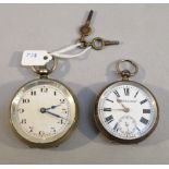 A CONTINENTAL SILVER POCKET WATCH WITH A CIRCULAR WHITE DIAL INSCRIBED "KENDAL & DENT", SECONDS DIAL