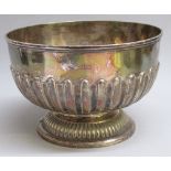 A LARGE FLUTED SILVER ROSE BOWL, ENGRAVED ON THE UNDERSIDE 'BADEN R. ARTHURS BARRINGTON PARK