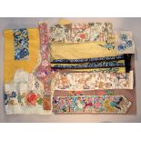 A COLLECTION OF FINE EXAMPLES OF C19th AND EARLY C20th CHINESE EMBROIDERY INCLUDING SLEEVE BANDS (