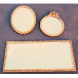 THREE GILT FRAMED MIRRORS (TALLEST: 98cm x 44.5cm) [3]