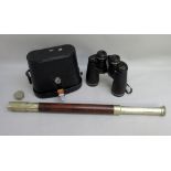 A SINGLE DRAW TELESCOPE BY A GIEVES LTD, ROSS, LONDON, No. 71713 (L: 63 cm FULLY EXTENDED) AND A