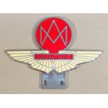 A CHROMIUM PLATED ASTON MARTIN OWNERS CLUB CAR BADGE IN COLOURED ENAMELS