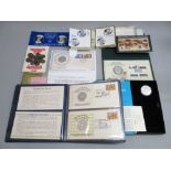 ALBUM WITH FOUR SILVER MEDALLIC 1st DAY COVERS, TWO OTHER SILVER 1st DAY COVERS, FOUR OTHER MEDALLIC