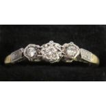 18ct GOLD, PLATINUM AND DIAMOND RING, RING SIZE Q½ (2.5g)