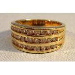 18ct GOLD RING SET 27 BRILLANTS (0.84ct approx), RING SIZE N½ (7.1g)