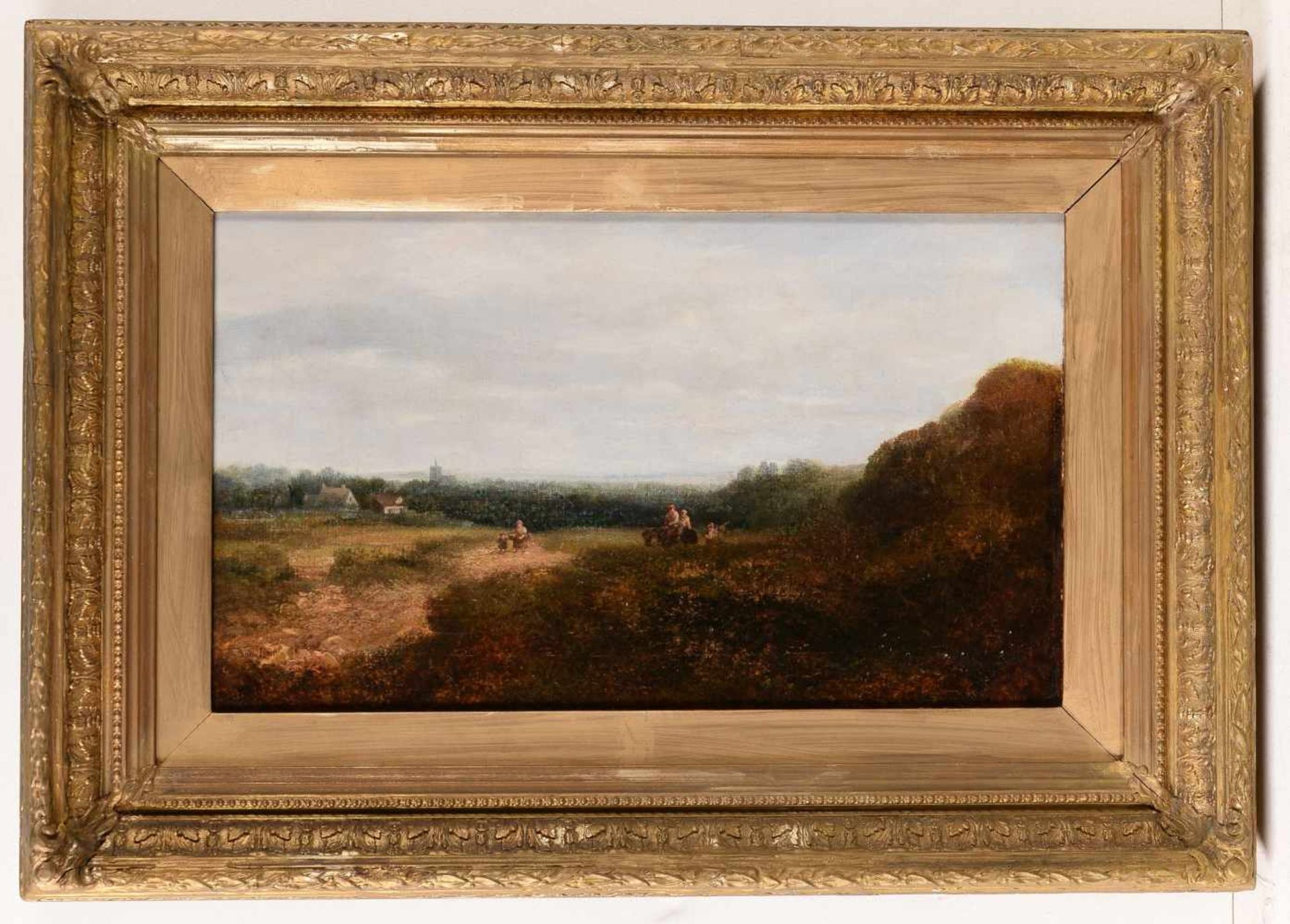 John Linnell (1792-1882) 'Engels heuvellandschap met figuren', gesigneerd l.o., doek. Afm. 30 x 50 - Image 2 of 4