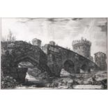 Giovanni Battista Piranesi (Mogliano 1720 - Rom 1778) Veduta del Ponte Lugano 1763, Kupferstich u.