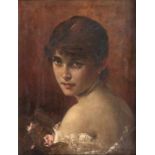 Conrad Kiesel (Düsseldorf 1846 - Berlin 1921) Portrait einer jungen Frau Öl/Holz, 44 x 33 cm, r.