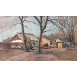 Adolf Fényes (Kecskemét 1867 - Budapest 1945) Gehöft Öl/Karton, 21 x 34,5 cm, r. u. sign. Fényes