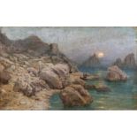 Felix Possart (Berlin 1837 - Berlin 1928) Vollmond über der Küste von Capri Öl/Lw./Karton, 31,5 x 50