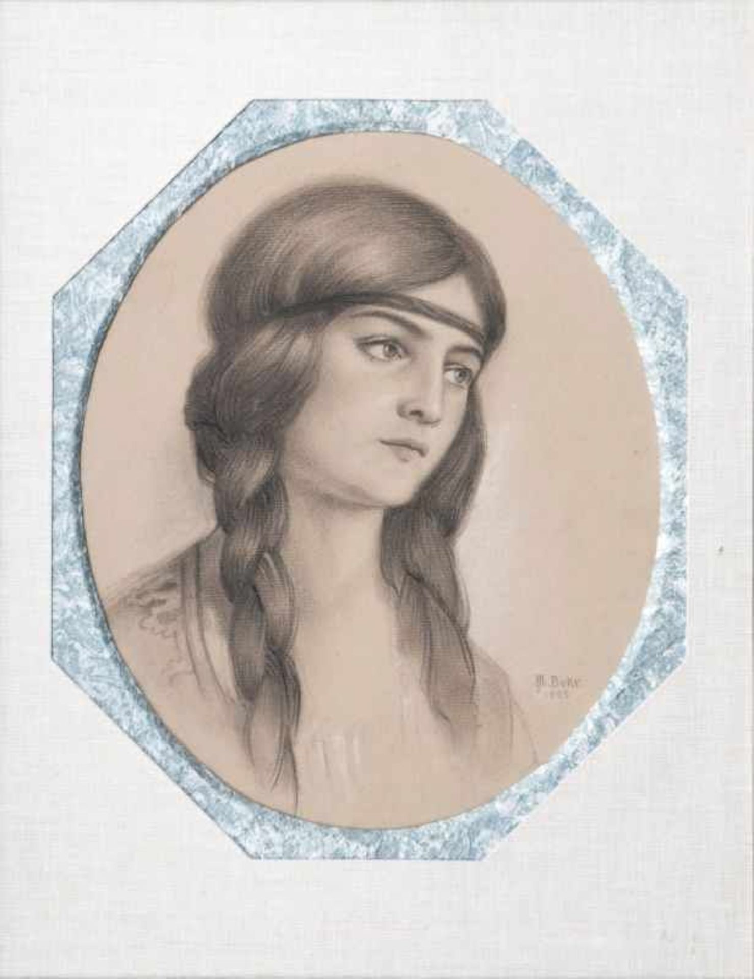 Albert-August Bory (Trélex 1837 - Lausanne 1939) Portrait eines Mädchens Bleistiftzeichnung, 35 x