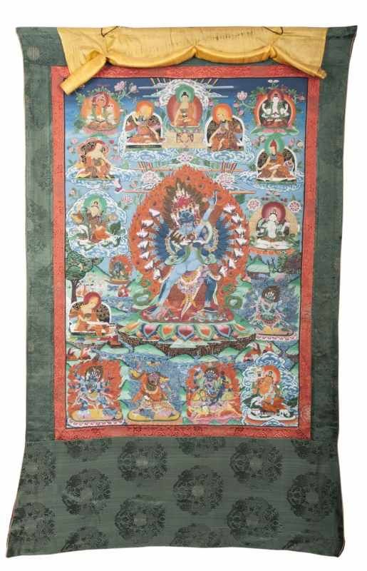 Thangka mit Darstellung des 'Hevajra' Nepal, Anfang 20. Jh. Tempera und Gold auf Baumwollgewebe, - Image 2 of 2