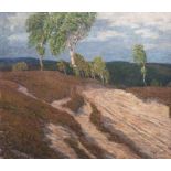 R. Burger tätig Anfang 20. Jh. Hügelige Landschaft mit Birken Öl/Lw., 90 x 105 cm, r. u. sign. R.