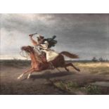 Heinrich Lang (Regensburg 1838 - München 1891) Räuber auf der Flucht Öl/Karton, 18,5 x 24 cm, l.