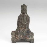 Bronze-Skulptur 'Bodhisattva Puxian auf Elefant' China, 18./19. Jh. Bronze mit Gravurdekor und