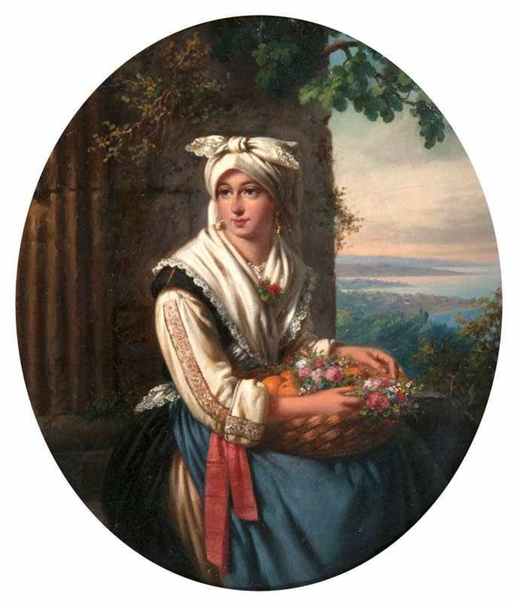 Julius Weyde (Berlin 1822 - Stettin 1860) Italienerin mit Früchten und Blumen Öl/Lw., 36 x 30,5