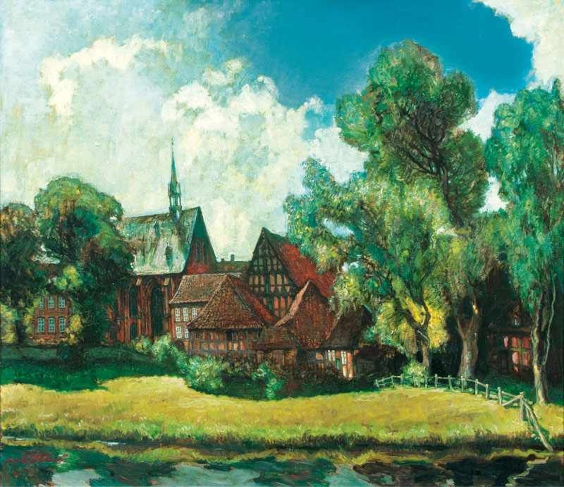 Arthur Illies (Hamburg 1870 - Lüneburg 1952) Kloster Lüne 1943/44, Öl/Hartfaser, 100 x 120 cm, l. u.