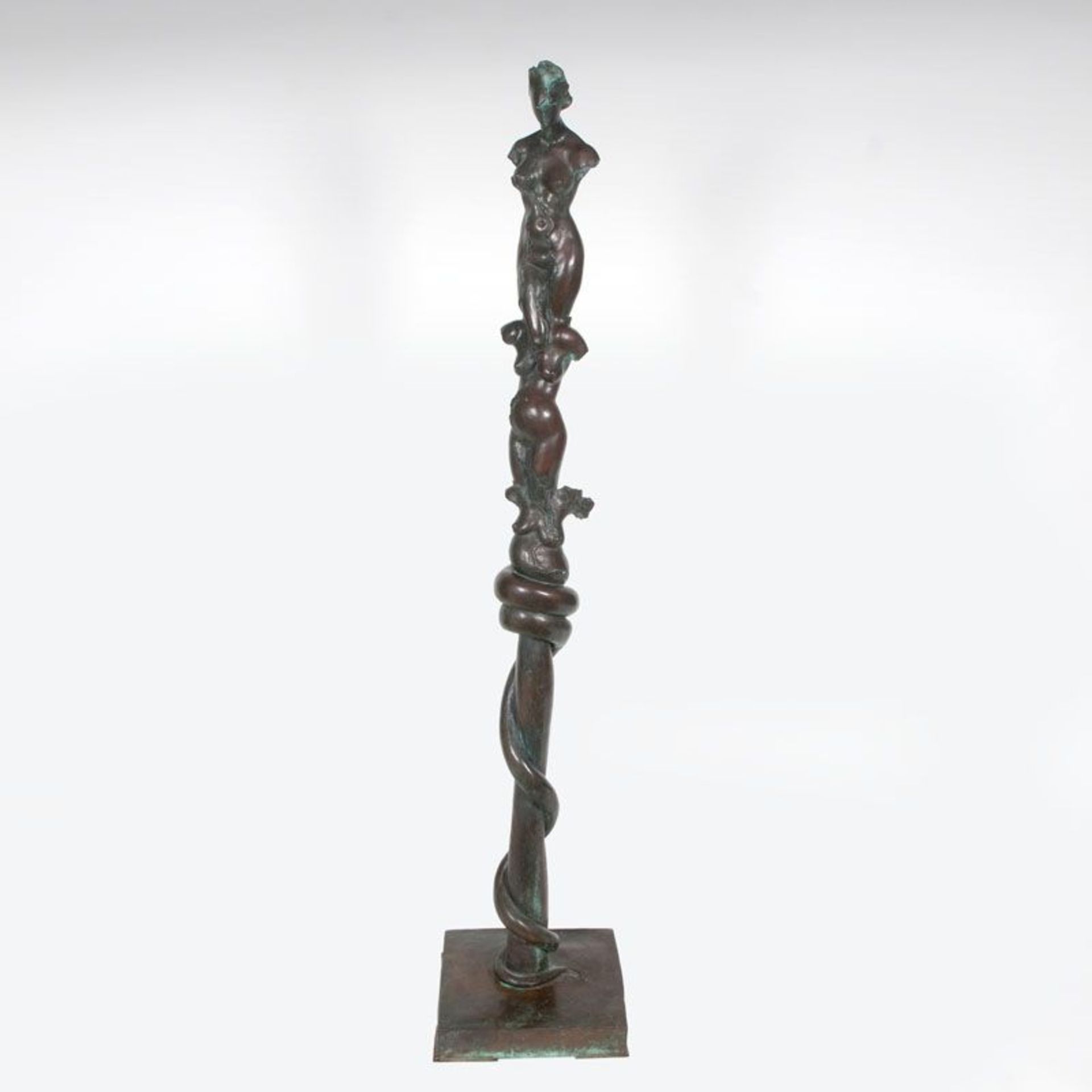 Michael Schwarze (Krefeld 1939) Große Bronze-Skulptur 'Schlange, sich 3 x häutend' 1989. Bronze,