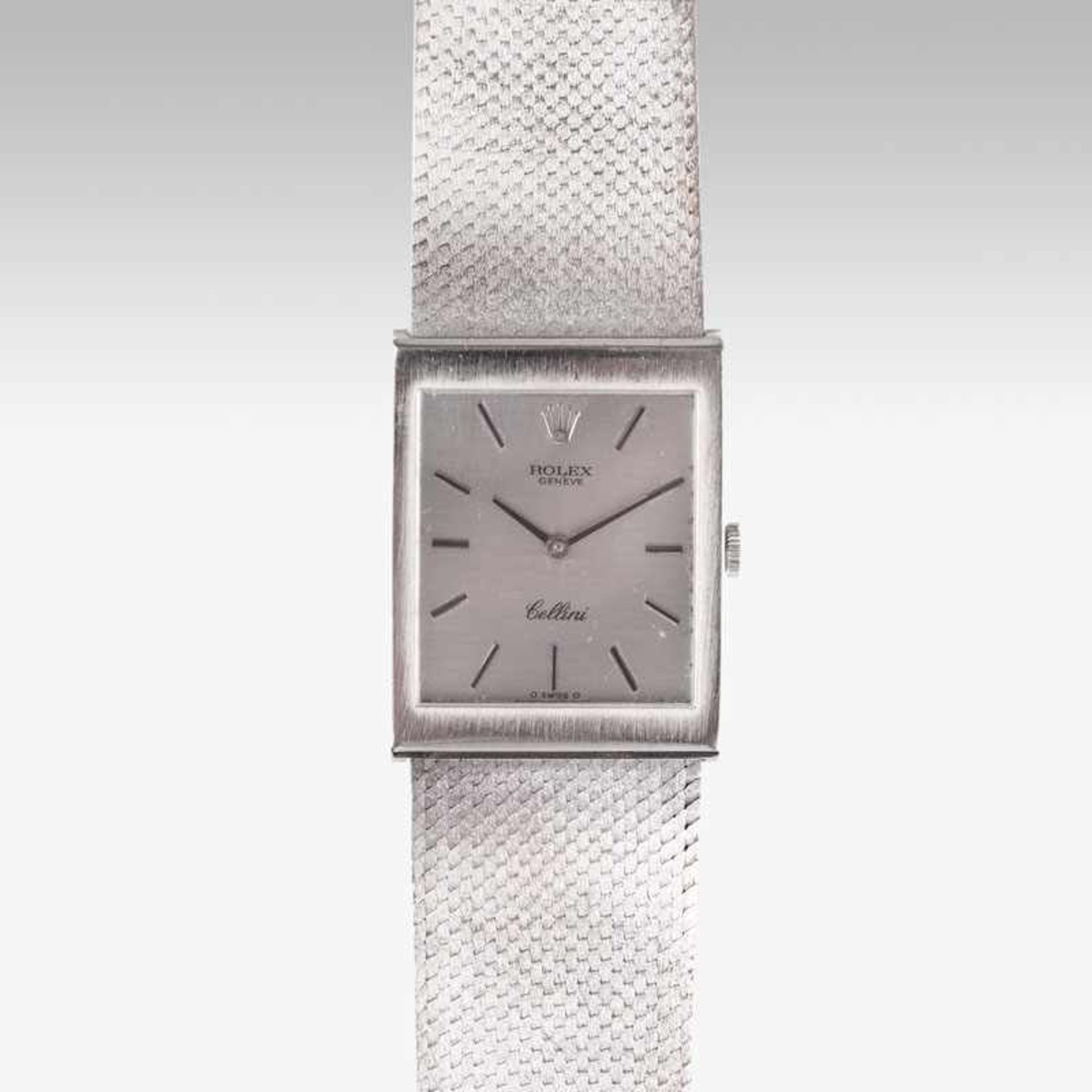 Rolex reg. 1908 Vintage Herren-Armbanduhr 'Cellini' Um 1970. 18 kt. WG, gest. Handaufzug. Mattiertes