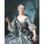 François Hubert Drouais (Paris 1727 - Paris 1775) Elegante Dame als Diana Öl/Lw., 91 x 71,5 cm,