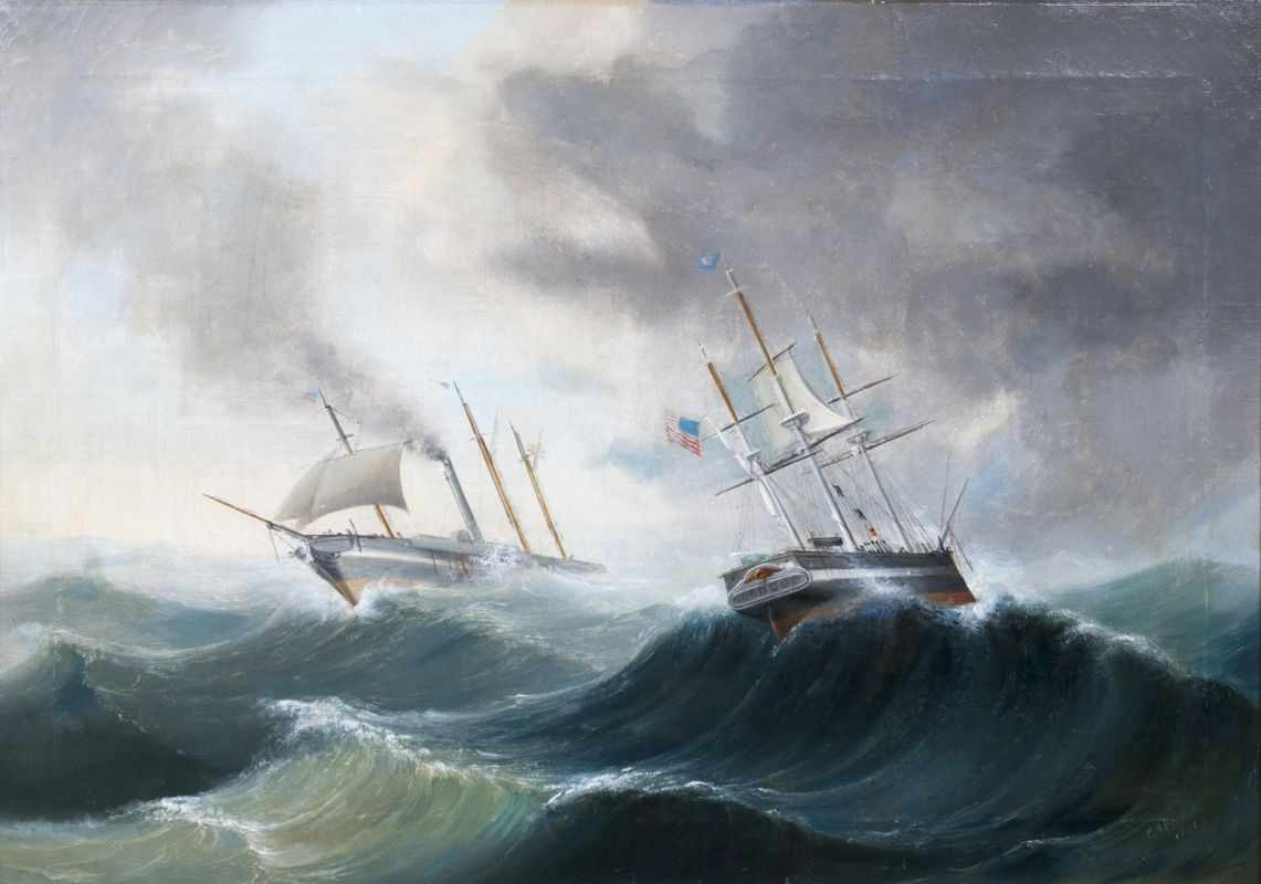 Carl Justus Harmen Fedeler (Bremen 1799 - Bremen 1858) Begegnung amerikanischer Schiffe in