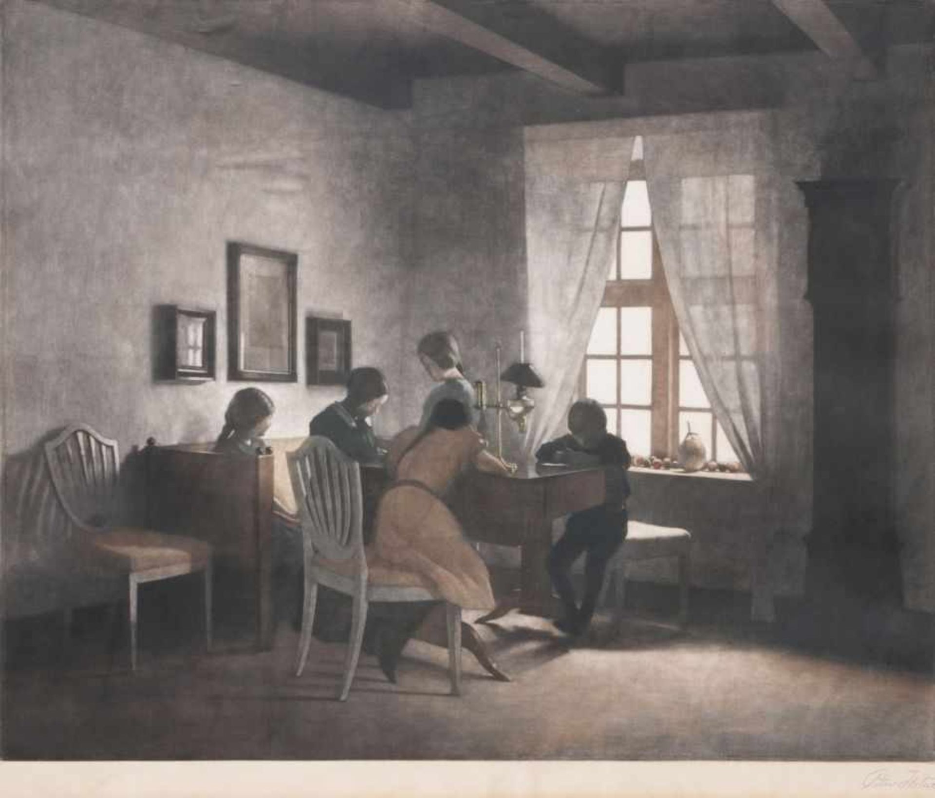 Peter Ilsted (Saksköbing 1861 - Kopenhagen 1933) Regnerischer Tag 1931, Farbmezzotinto, 40,5 x 49,